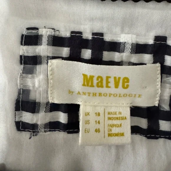 Maeve By Anthropologie Size 14 Plaid Mini Shirt Dress Sleeveless Garden Party - Picture 3 of 6